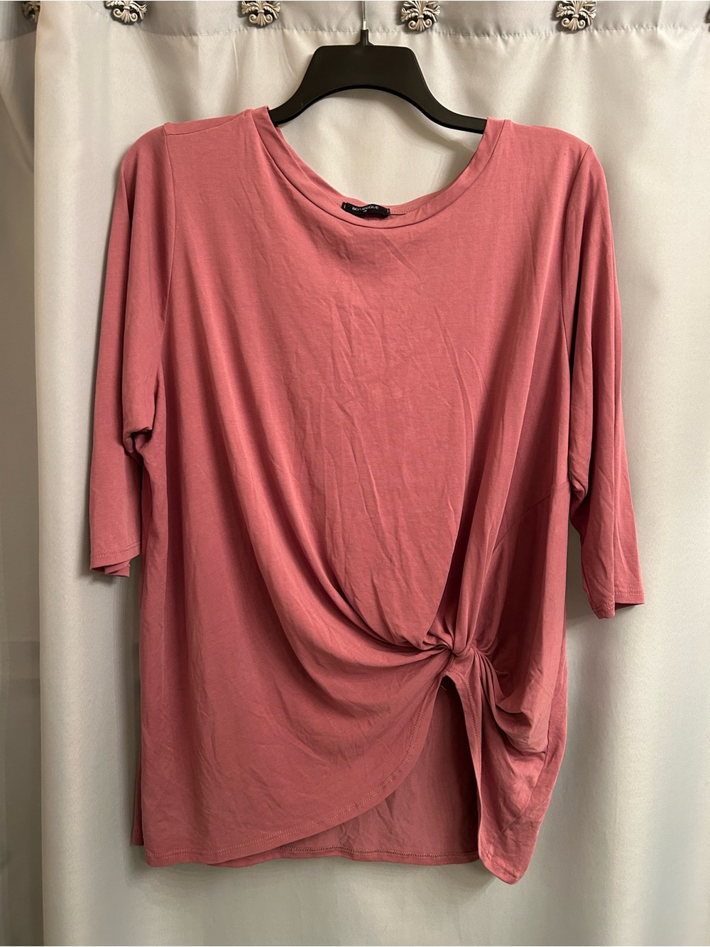 Women's Twist-Knot Short Sleeve Tee - Dusty Rose